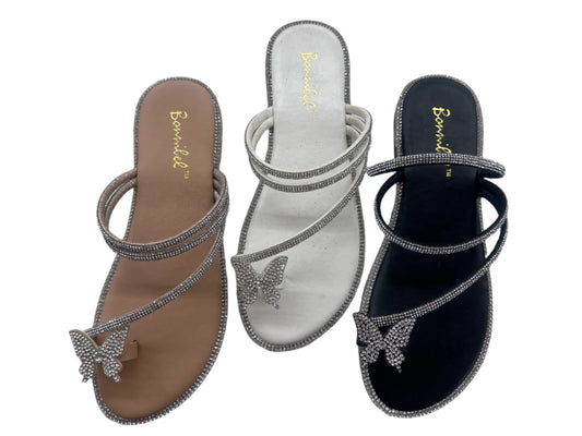 RHINESTONE BUTTERFLY SANDAL WITH TOE RING TAKA10