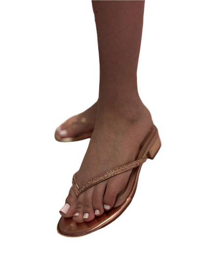 RHINESTONED KITTEN BLOCK HEEL FLIP FLOP NADY-51