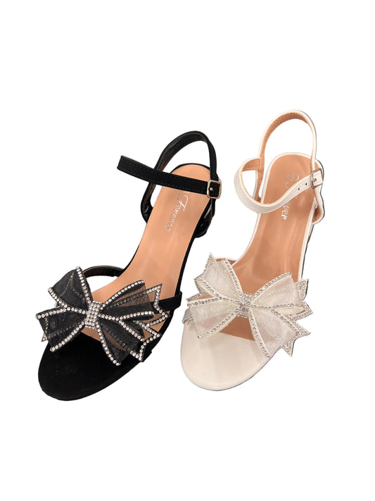 KITTEN BLOCK HEEL WITH MESH BOW DETAIL ABBY-08