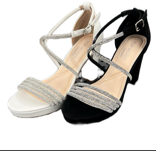 STRAPPY RHINESTONE BLOCK HEEL ASIA-99