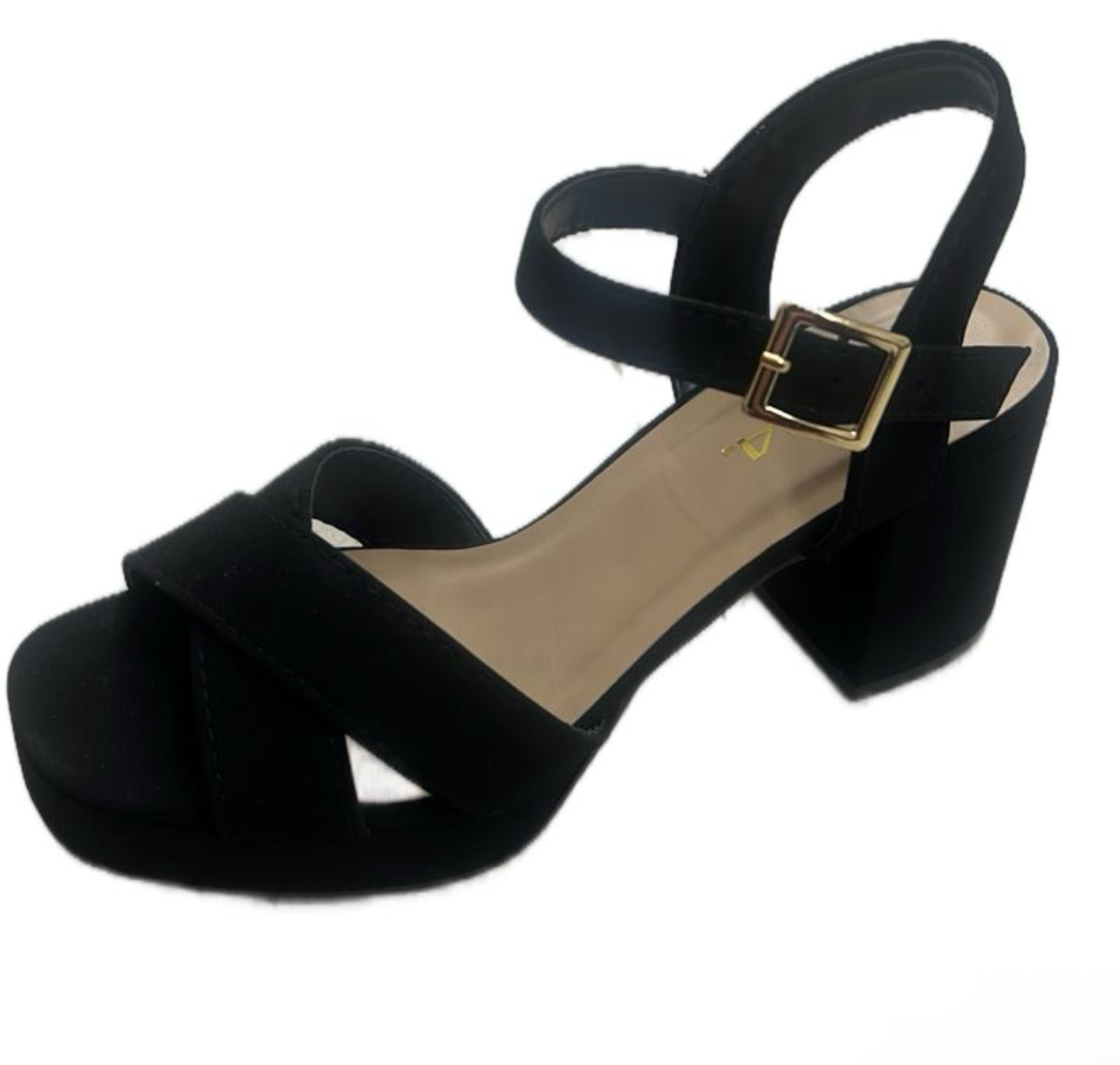 SIMPLE BLOCK HEEL WITH CROSS BAND MANNER-S