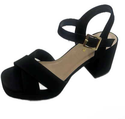 SIMPLE BLOCK HEEL WITH CROSS BAND MANNER-S