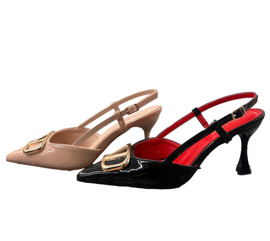 POINTED TOE KITTEN HEEL WITH GOLD DETAIL ALEXY-24