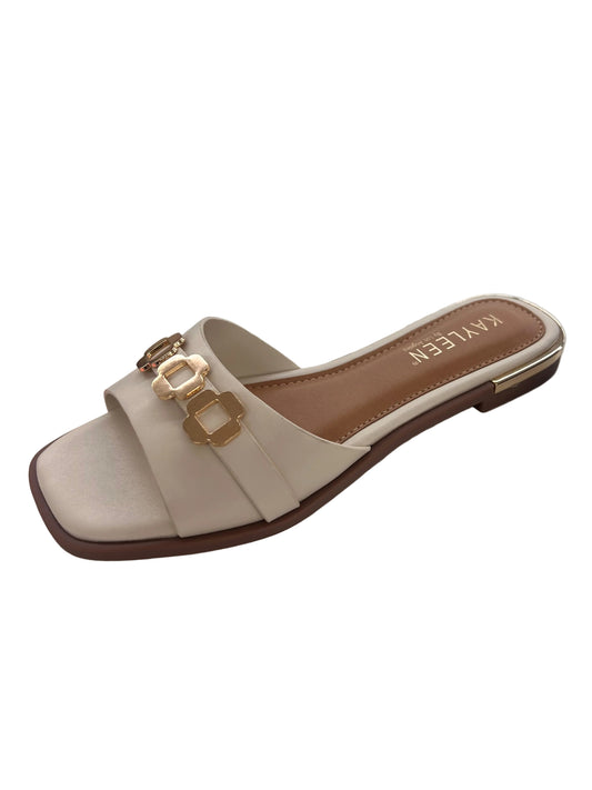 FLAT SLIDE SANDAL WITH GOLD DETAIL BESTY-13