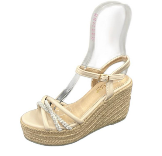 SUMMER WOVEN WEDGE WITH RHINESTONE DETAIL MIWA-1