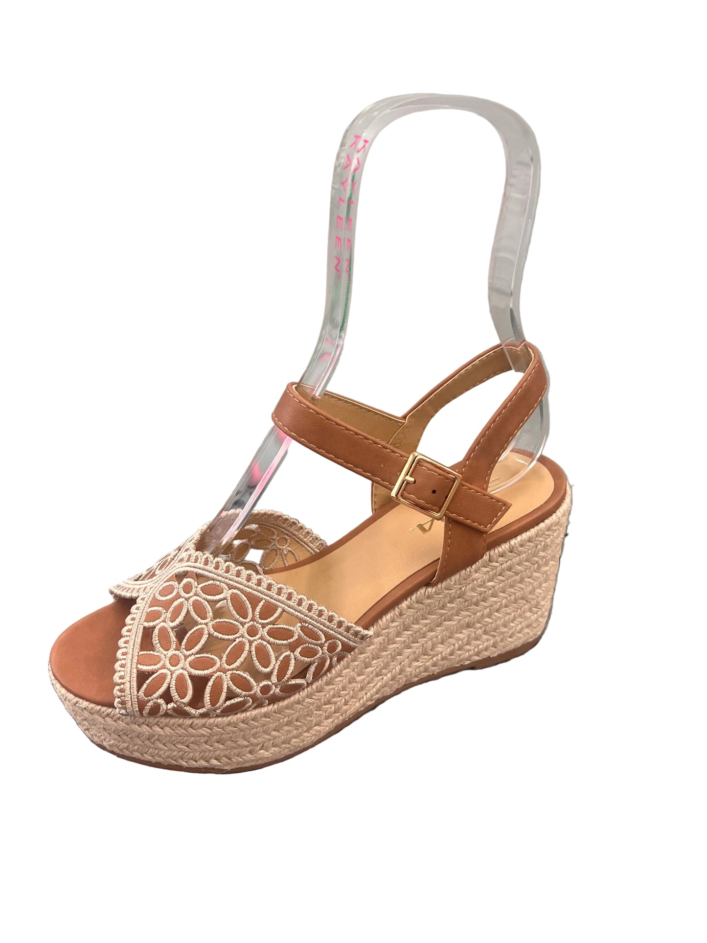 WOVEN WEDGE HEEL WITH LACEY FLOWER DETAIL KATIMA-S