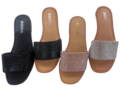 WOMEN RHINESTONE SANDAL SLIDE IN. JUSTICE-S
