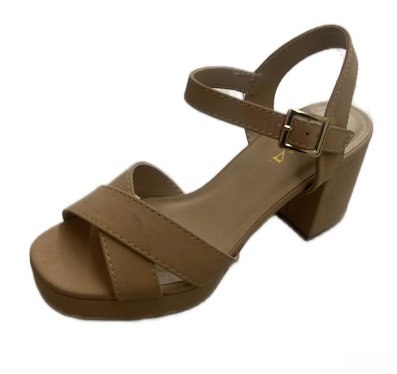 SIMPLE BLOCK HEEL WITH CROSS BAND MANNER-S