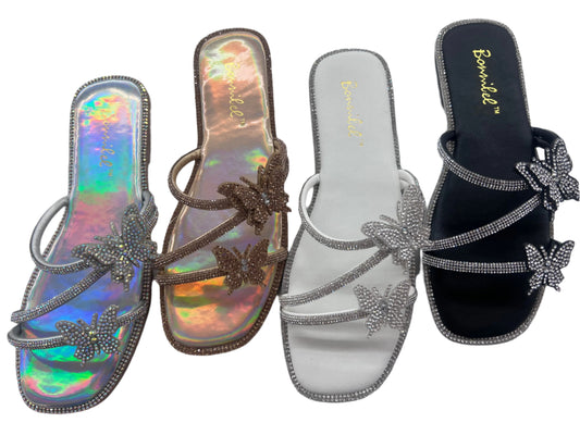 BUTTERFLY RHINESTONE SLIDE SANDAL AMITA12