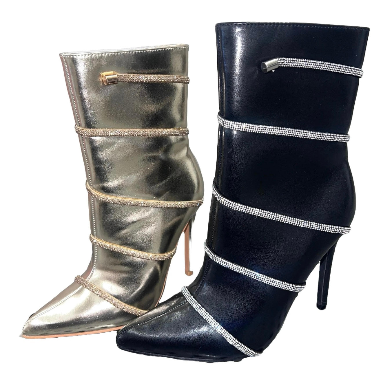 STILETTO RHINESTONE MID ANKLE BOOT LUCIA