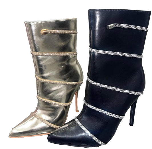 STILETTO RHINESTONE MID ANKLE BOOT LUCIA