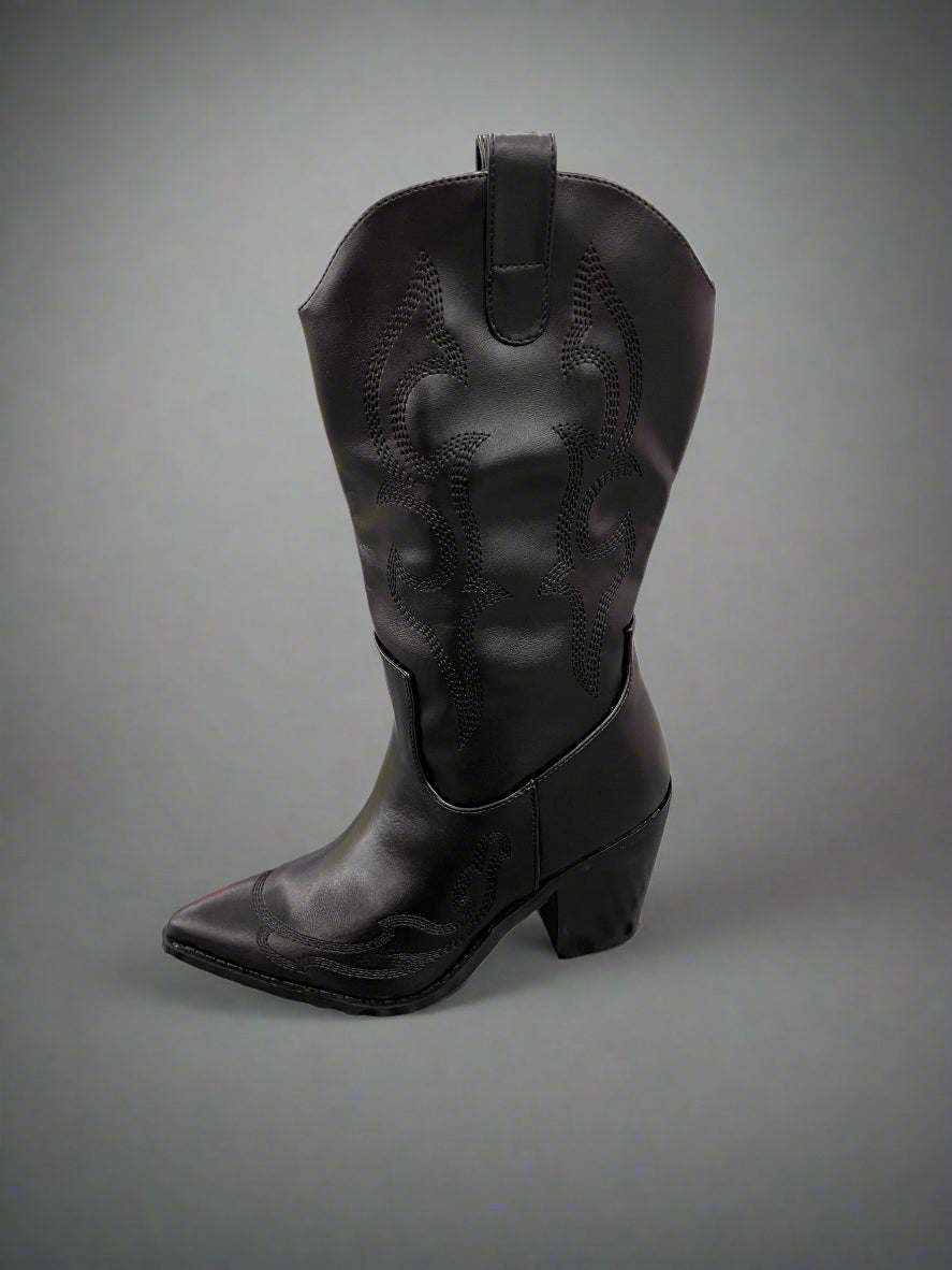 WESTERN BELOW THE KNEE BOOT WITH BLOCK HEEL MONTANA