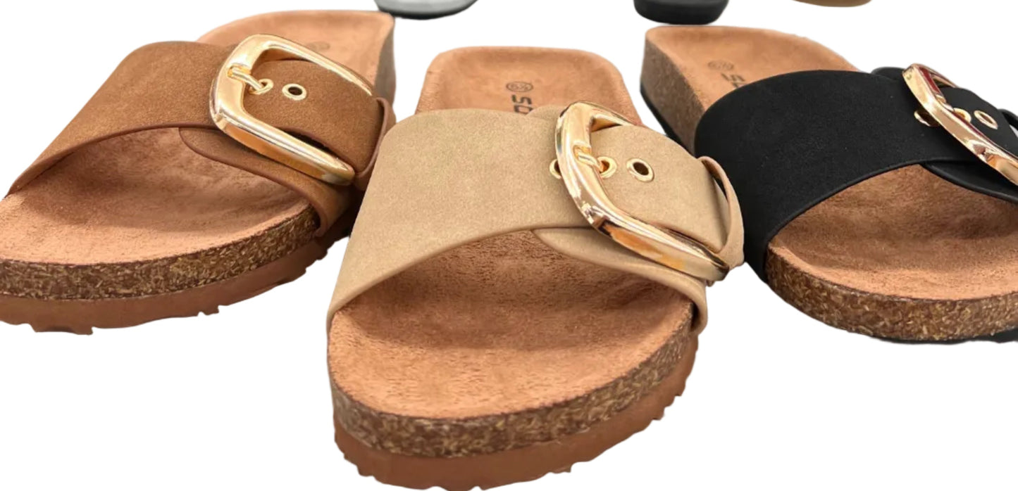 FLAT SLIDE SANDAL WITH BUCKLE LIZZY-S