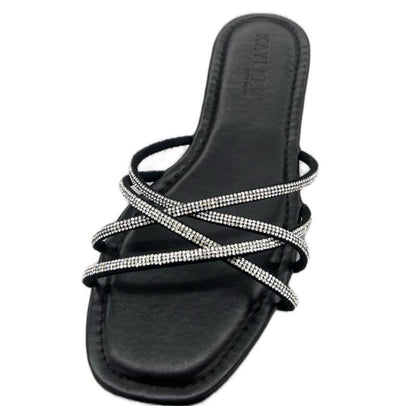 STRAPPY RHINESTONE FLAT SLIDE SANDAL KARLY-1