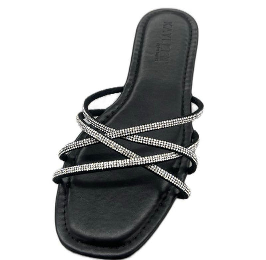 STRAPPY RHINESTONE FLAT SLIDE SANDAL KARLY-1