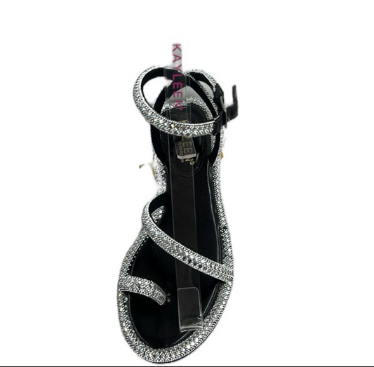 RHINESTONE TIE-UP SANDAL WITHTOE RING LEIMI-18