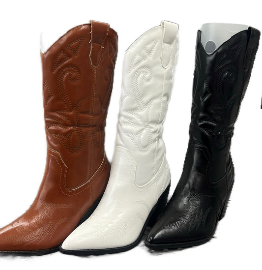 WESTERN BELOW THE KNEE BLOCK HEEL BOOT KASEY