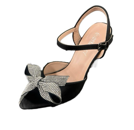 POINTED TOE STILETTO WITH RHINESTONE BOW JUDIE-22