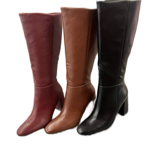 BELOW THE KNEE BLOCK HEEL FAUX LEATHER BOOT PAOLO-1