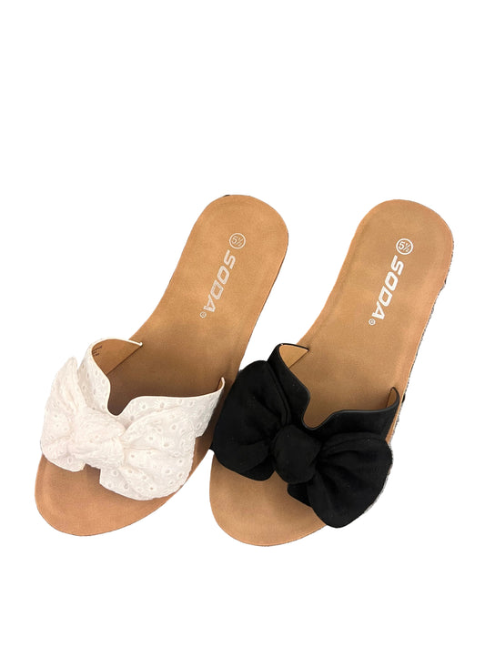CUTE SLIDE SANDAL WITH BOW DETAIL ROAD