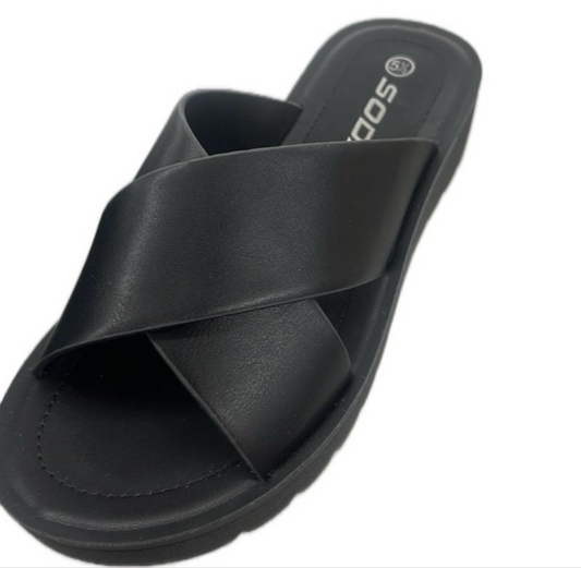SIMPLE SLIDE SANDAL WITH CROSS BAND LUCY-S