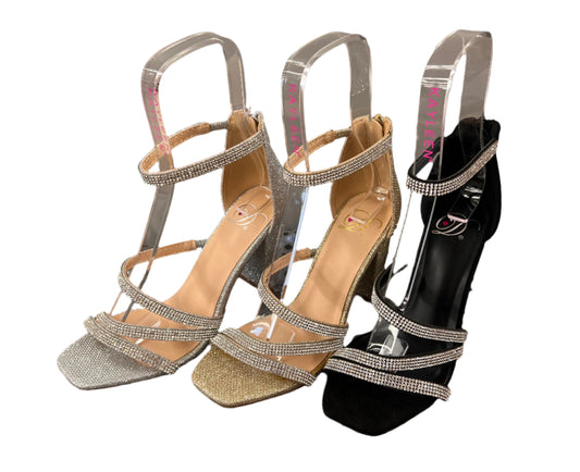 RHINESTONED GLITTER BLOCK HEEL POLLY-S