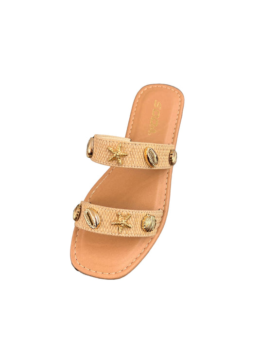 FLAT SLIDE SANDAL WITH SHELL DETAILS SAMOA-S