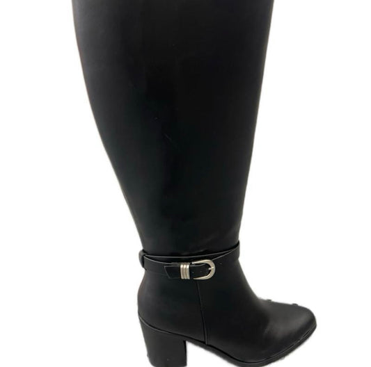 FAUX LEATHER BOOT WITH BUCKLE DETAIL AMELIA-AS