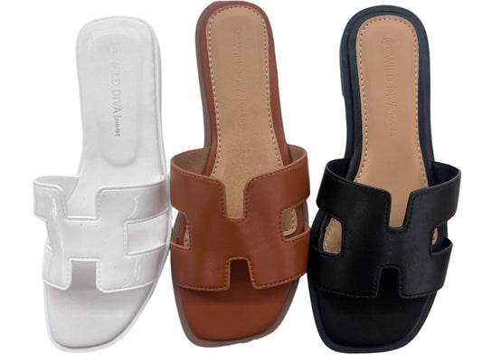 FLAT H DETAIL SLIDE SANDAL BELIZE-01