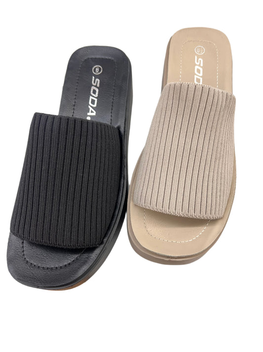CASUAL PLATFORM SLIDE SANDAL WITH ELASTIC BAND FARLEY-S