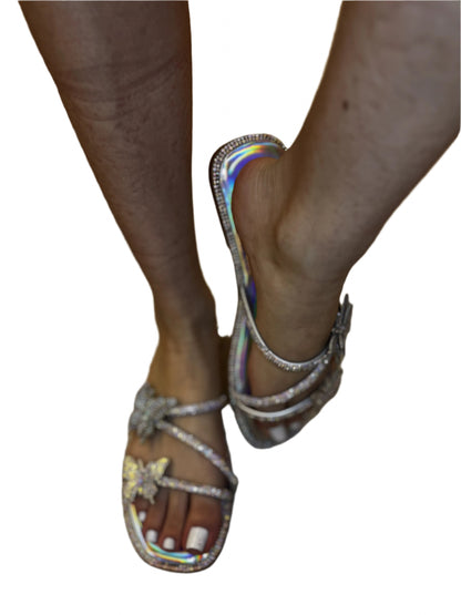 BUTTERFLY RHINESTONE SLIDE SANDAL AMITA12