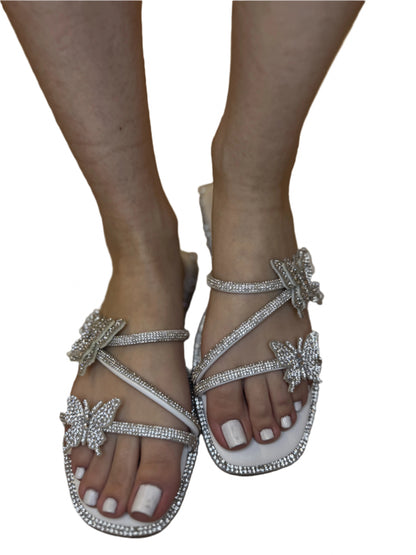 BUTTERFLY RHINESTONE SLIDE SANDAL AMITA12