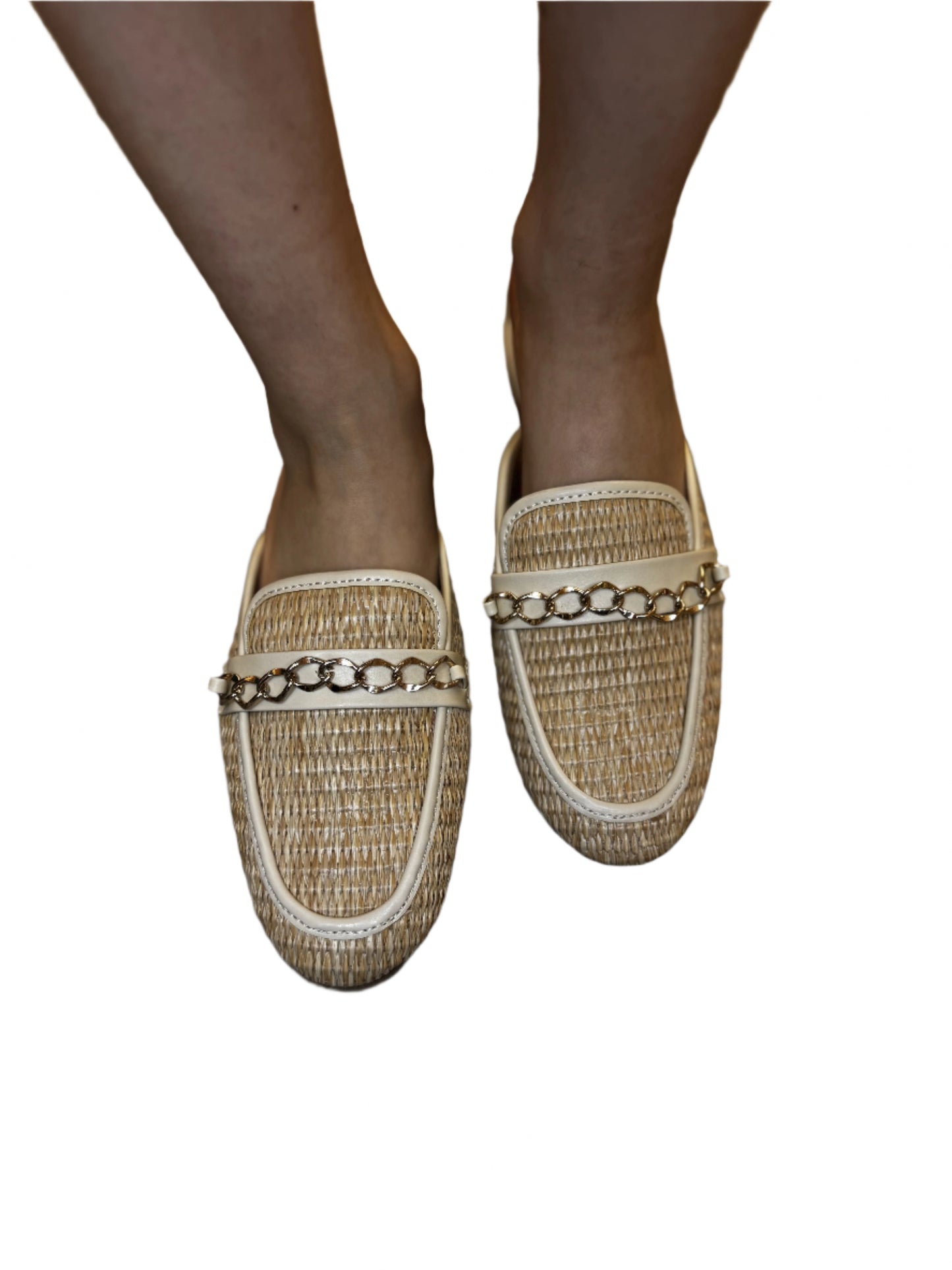 WOVEN CANVAS SLIDE WITH CHAIN DETAIL EVANDER-AS