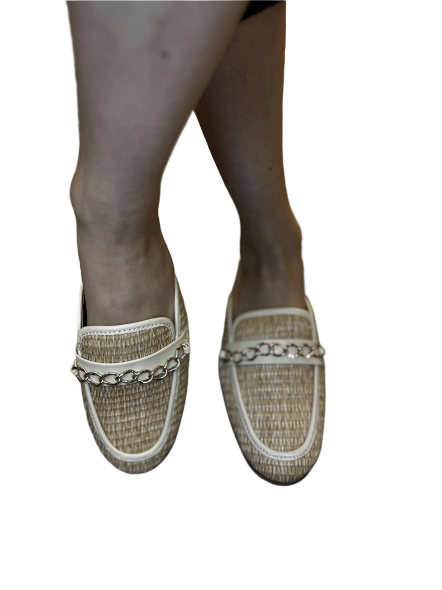 WOVEN CANVAS SLIDE WITH CHAIN DETAIL EVANDER-AS
