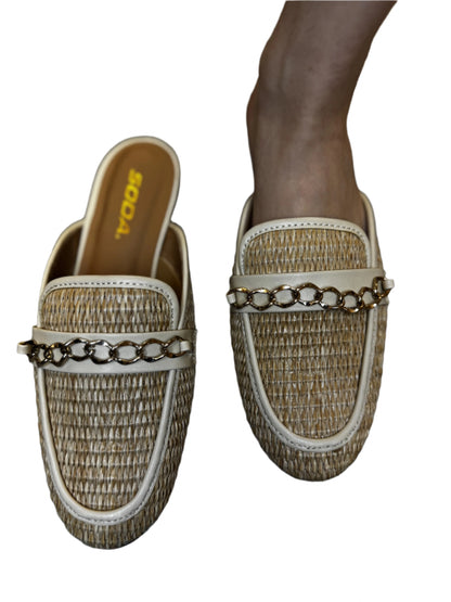 WOVEN CANVAS SLIDE WITH CHAIN DETAIL EVANDER-AS
