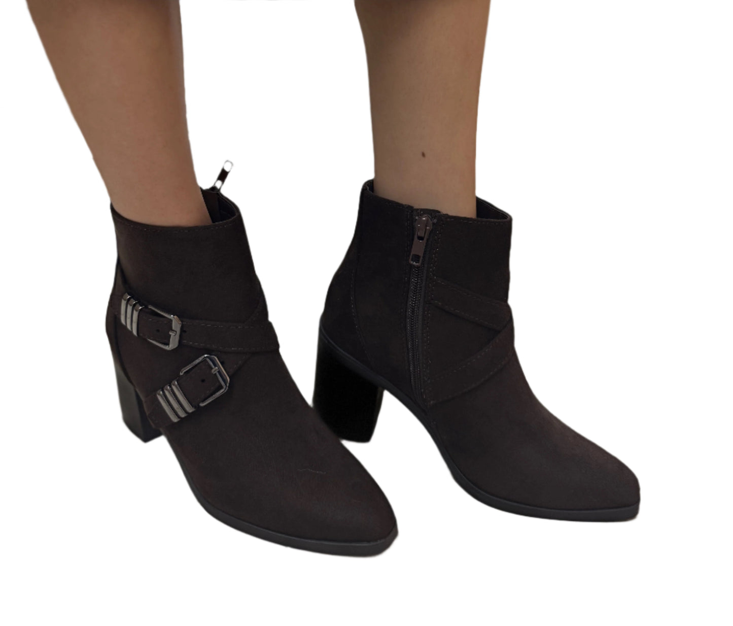 POINTED TOE ANKLE BOOT WITH BLOCK HEEL AND BUCKLE DETAIL JUNO-S