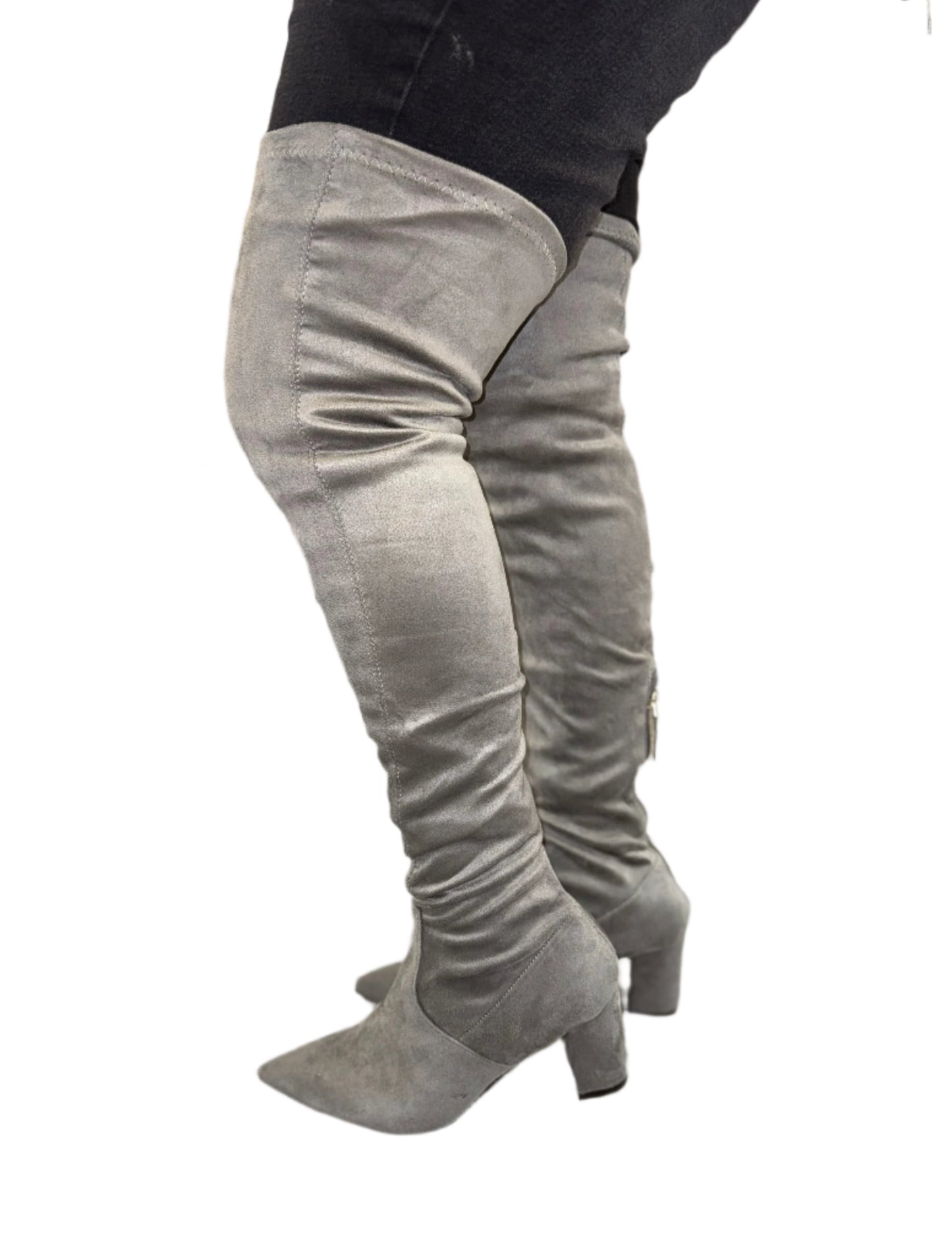 SUEDE KNEE HIGH POINTED TOE BOOT AMIYA-04