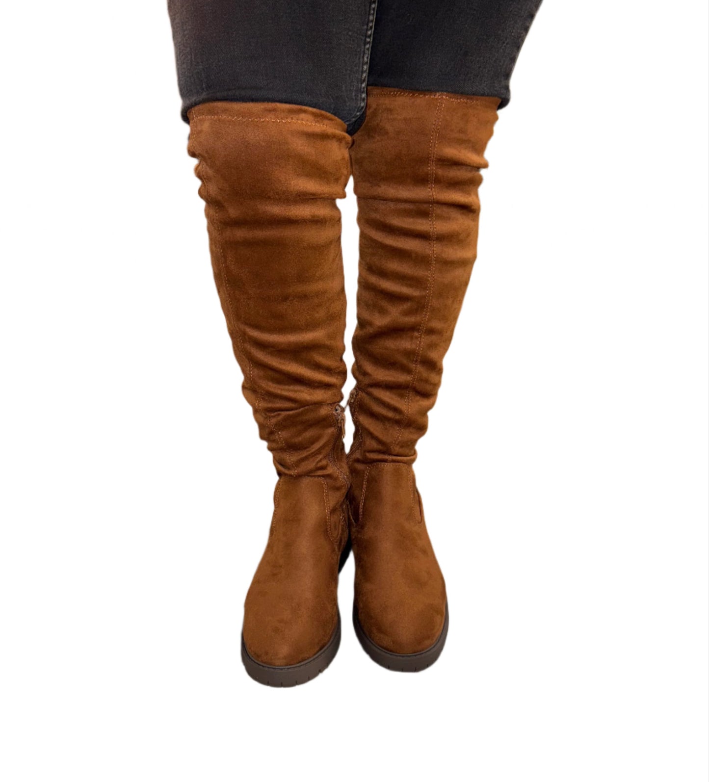 KNEE HIGH SUEDE BOOT WITH LITTLE BLOCK HEEL BURIN