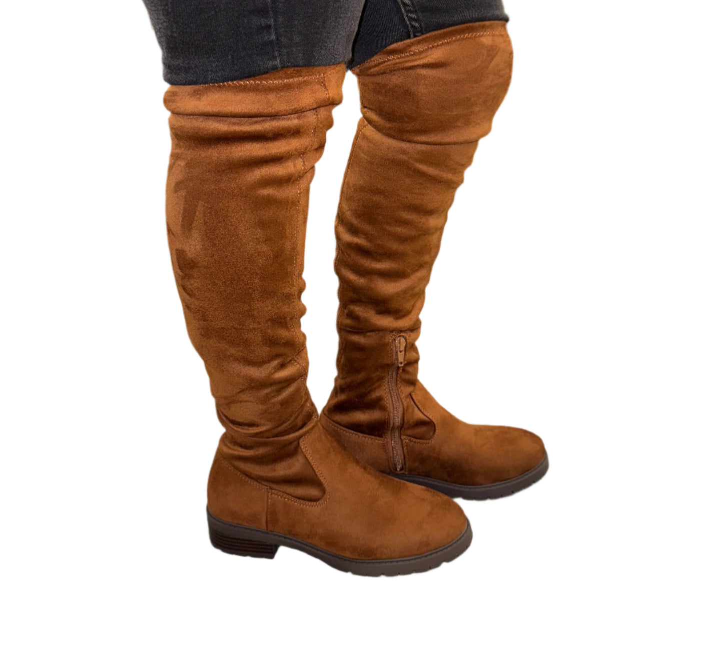 KNEE HIGH SUEDE BOOT WITH LITTLE BLOCK HEEL BURIN