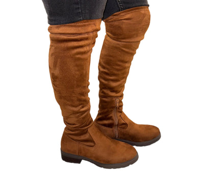 KNEE HIGH SUEDE BOOT WITH LITTLE BLOCK HEEL BURIN