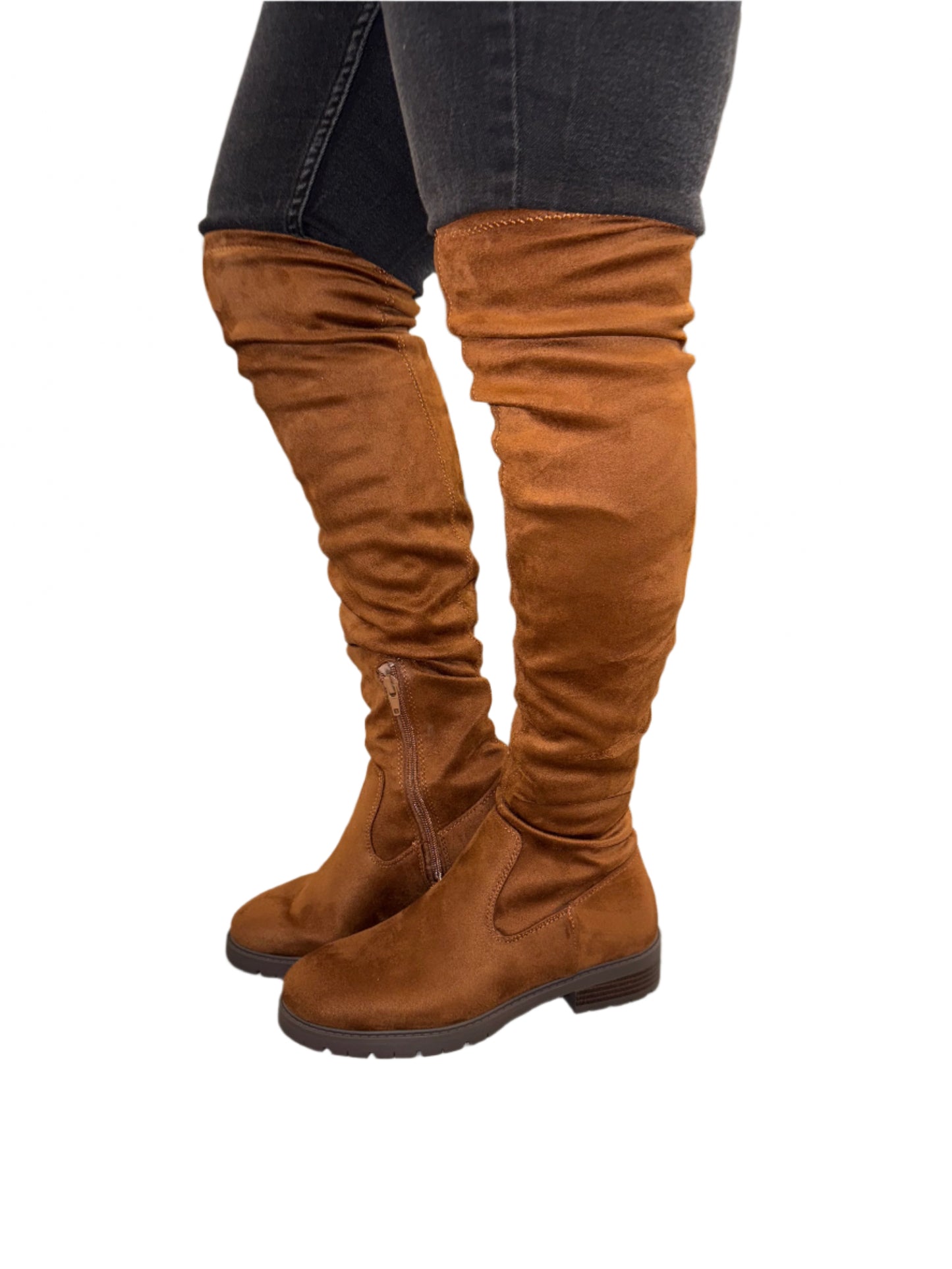 KNEE HIGH SUEDE BOOT WITH LITTLE BLOCK HEEL BURIN