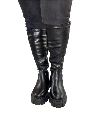 BELOW THE KNEE FAUX LEATHER PLATFORM BOOT PREMO-03