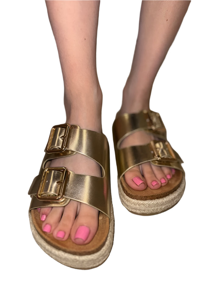 PLATFORM SLIDE IN SANDALS WITH BUCKLES