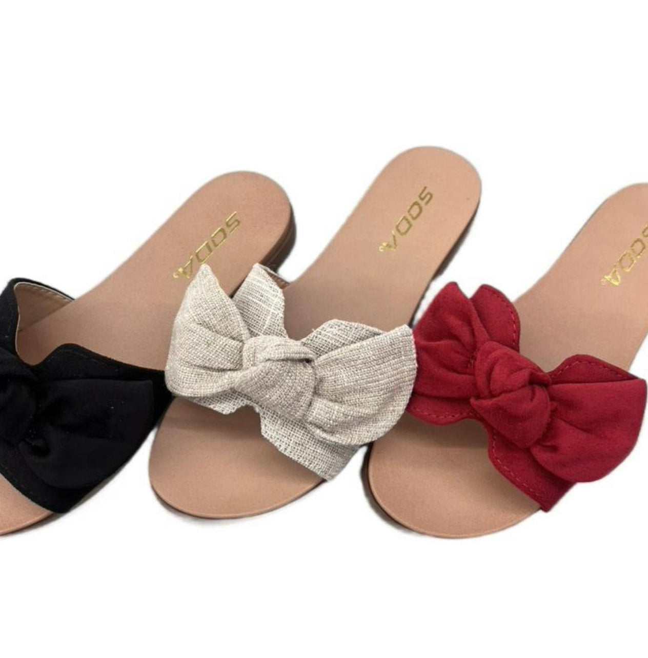 SLIDE SANDAL WITH BIG BOW DETAIL WRITER-S