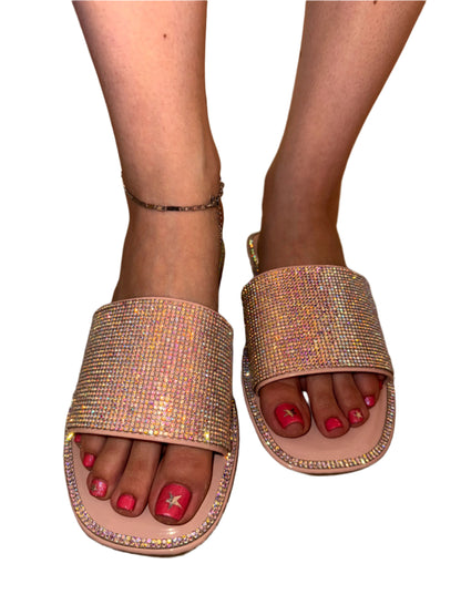 THICK RHINESTONE BAND SLIDE SANDAL WIDE FIT MEDUSA-56W