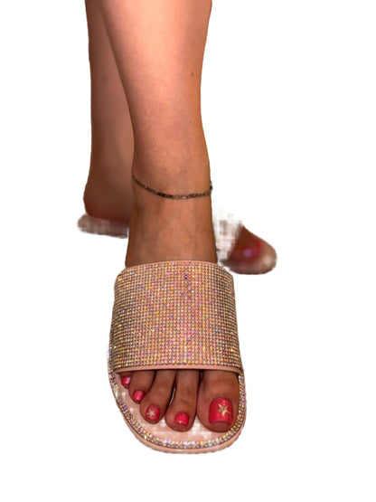 THICK RHINESTONE BAND SLIDE SANDAL WIDE FIT MEDUSA-56W
