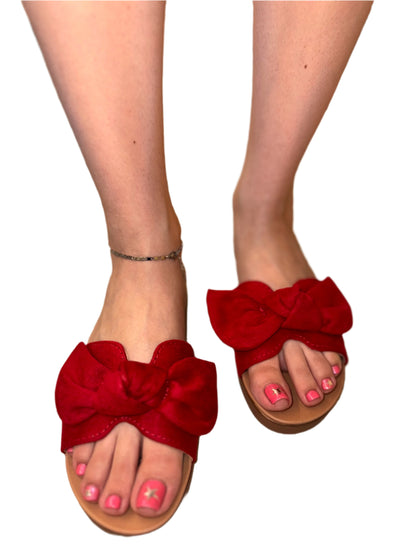 SLIDE SANDAL WITH BIG BOW DETAIL WRITER-S