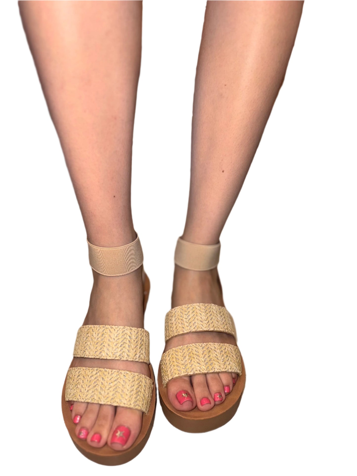 CASUAL RAFFIA SANDAL WITH LITTLE PLATFORM ROLLUP-AS