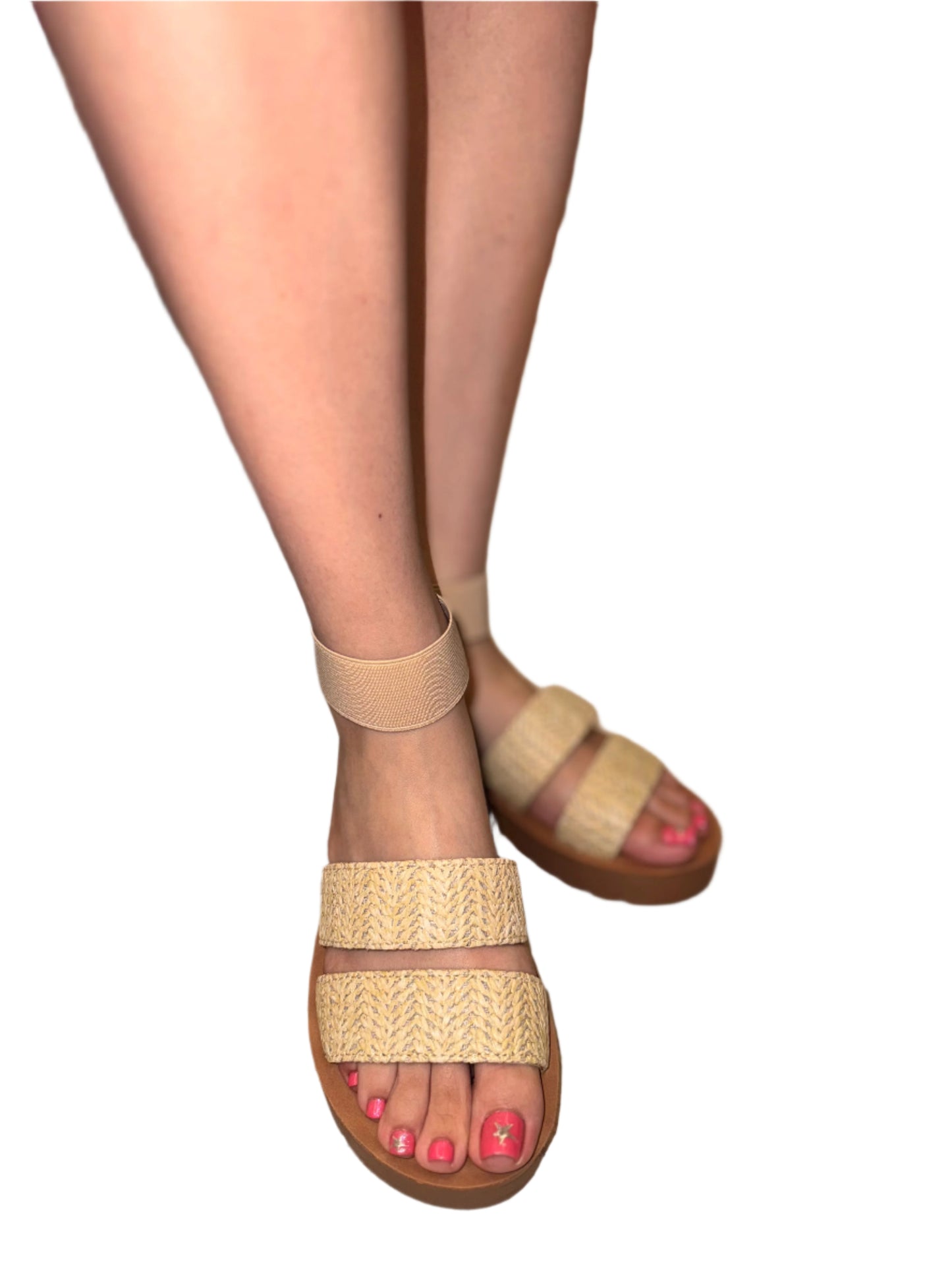 CASUAL RAFFIA SANDAL WITH LITTLE PLATFORM ROLLUP-AS